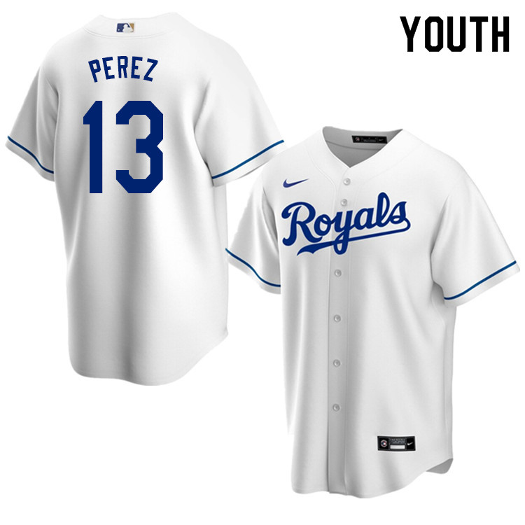 Nike Youth #13 Salvador Perez Kansas City Royals Baseball Jerseys Sale-White